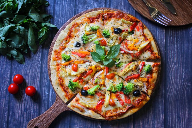Garden Veggie marcos pizza loaded with fresh vegetables