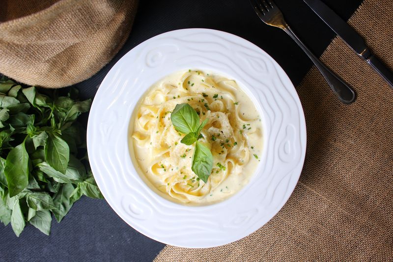 Creamy Fettuccine Alfredo pasta at Marcos restaurant