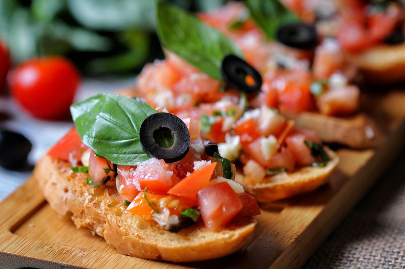 Bruschetta starter with tomatoes and basil at Marcos